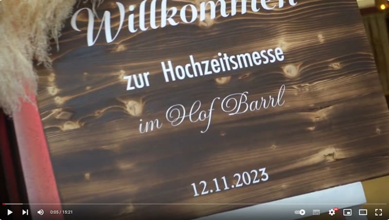 Video mit Impressionen der ersten Hochzeitsmesse im Hof Barrl am 12. November 2023